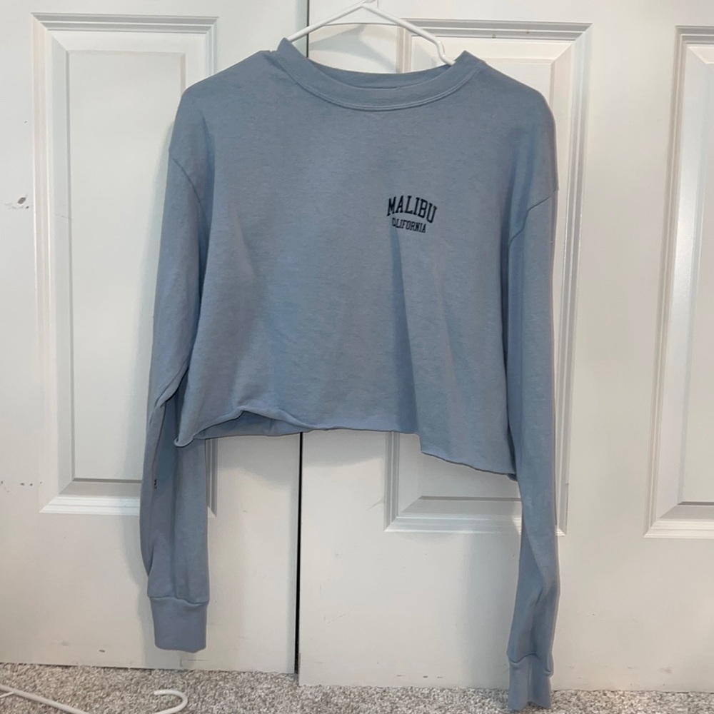 Brandy Melville cropped blue Malibu long sleeve
